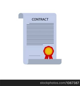 contract business paper with print in flat style, vector. contract business paper with print in flat style