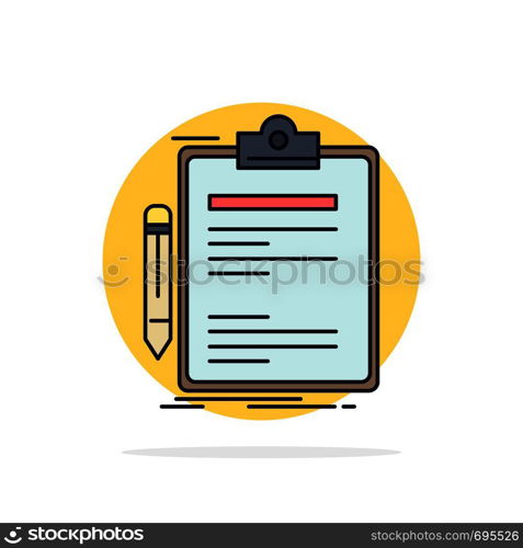 Contract, check, Business, done, clip board Flat Color Icon Vector