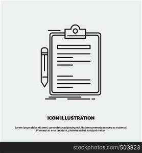 Contract, check, Business, done, clip board Icon. Line vector gray symbol for UI and UX, website or mobile application. Vector EPS10 Abstract Template background