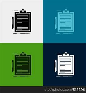 Contract, check, Business, done, clip board Icon Over Various Background. glyph style design, designed for web and app. Eps 10 vector illustration. Vector EPS10 Abstract Template background