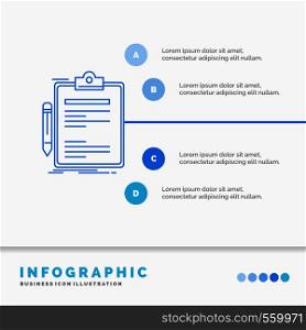 Contract, check, Business, done, clip board Infographics Template for Website and Presentation. Line Blue icon infographic style vector illustration. Vector EPS10 Abstract Template background