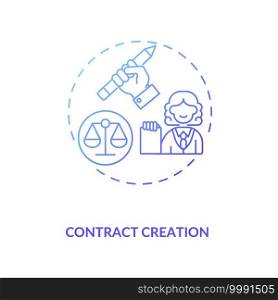 Contract creation concept icon. Contract lifecycle steps. Enter legally binding agreement for products or services idea thin line illustration. Vector isolated outline RGB color drawing. Contract creation concept icon