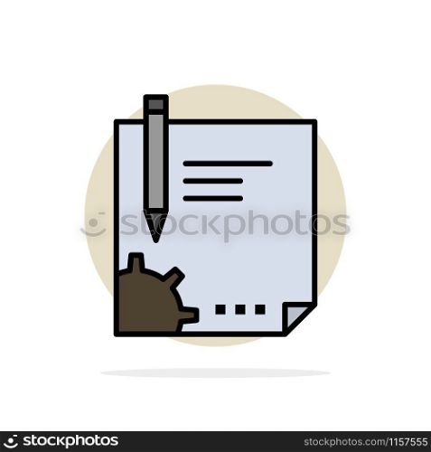 Contract, Document, File, Page, Paper, Sign, Signing Abstract Circle Background Flat color Icon
