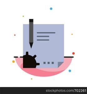 Contract, Document, File, Page, Paper, Sign, Signing Abstract Flat Color Icon Template