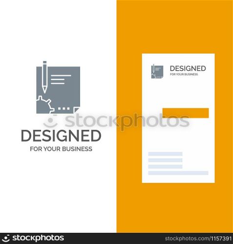 Contract, Document, File, Page, Paper, Sign, Signing Grey Logo Design and Business Card Template