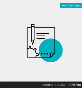 Contract, Document, File, Page, Paper, Sign, Signing turquoise highlight circle point Vector icon