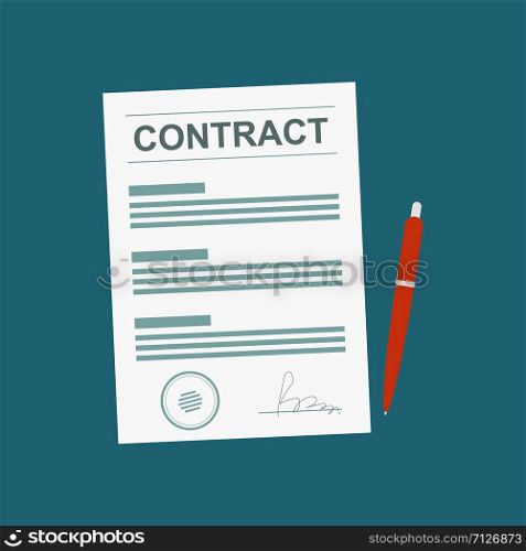 Contract document icon. flat style. Vector eps10