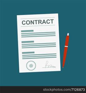 Contract document icon. flat style. Vector eps10