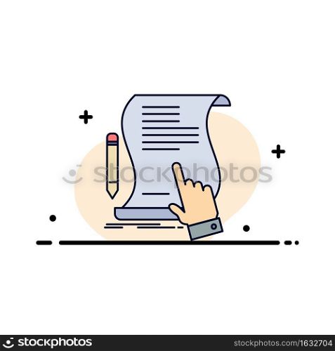 contract, document, paper, sign, agreement, application Flat Color Icon Vector