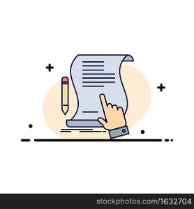 contract, document, paper, sign, agreement, application Flat Color Icon Vector
