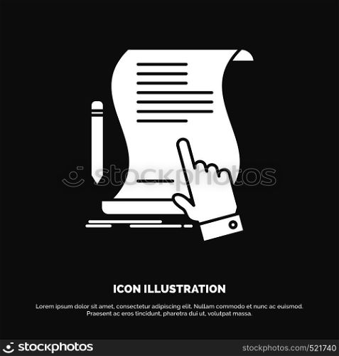 contract, document, paper, sign, agreement, application Icon. glyph vector symbol for UI and UX, website or mobile application. Vector EPS10 Abstract Template background