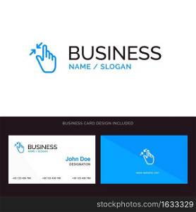 Contract, Gestures, Interface, Pinch, Touch Blue Business logo and Business Card Template. Front and Back Design
