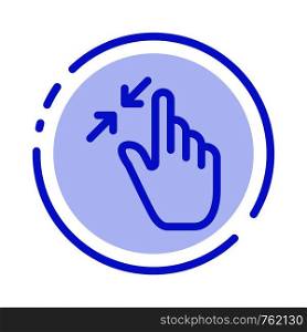 Contract, Gestures, Interface, Pinch, Touch Blue Dotted Line Line Icon