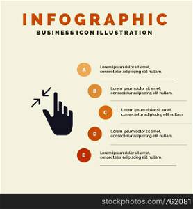 Contract, Gestures, Interface, Pinch, Touch Solid Icon Infographics 5 Steps Presentation Background