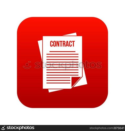 Contract icon digital red for any design isolated on white vector illustration. Contract icon digital red