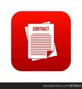 Contract icon digital red for any design isolated on white vector illustration. Contract icon digital red
