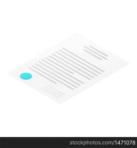Contract icon. Isometric of contract vector icon for web design isolated on white background. Contract icon, isometric style