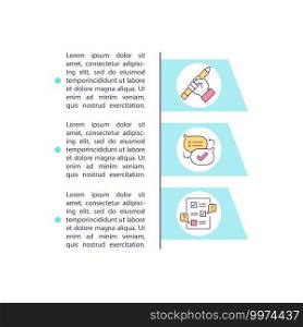 Contract initiation and negotiation concept icon with text. Agreement lifecycle management. PPT page vector template. Brochure, magazine, booklet design element with linear illustrations. Contract initiation and negotiation concept icon with text