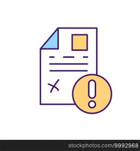 Contract issues RGB color icon. Setting clear document agreement for both sides of conversation. Discussing way of services and products providing for customers. Isolated vector illustration. Contract issues RGB color icon