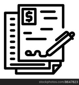 Contract loan icon outline vector. Payment income. Terms tax. Contract loan icon outline vector. Payment income