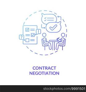 Contract negotiation concept icon. Contract lifecycle steps. Process of coming to agreement on special agreed rules idea thin line illustration. Vector isolated outline RGB color drawing. Contract negotiation concept icon