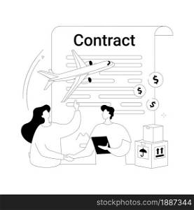 Contract of carriage abstract concept vector illustration. Contract of carriage document, air waybill, information of cargo transportation, passengers baggage goods, agreement abstract metaphor.. Contract of carriage abstract concept vector illustration.