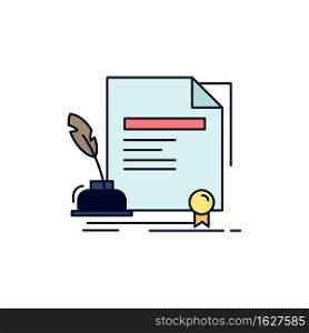 contract, paper, document, agreement, award Flat Color Icon Vector