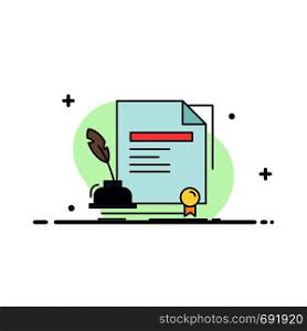 contract, paper, document, agreement, award Flat Color Icon Vector