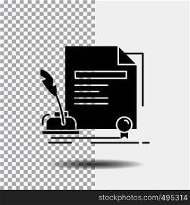 contract, paper, document, agreement, award Glyph Icon on Transparent Background. Black Icon. Vector EPS10 Abstract Template background