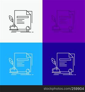 contract, paper, document, agreement, award Icon Over Various Background. Line style design, designed for web and app. Eps 10 vector illustration