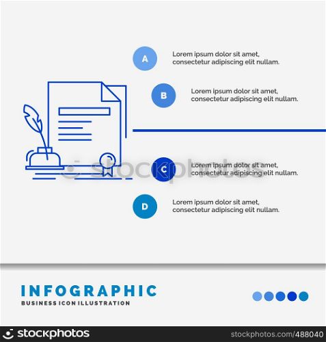 contract, paper, document, agreement, award Infographics Template for Website and Presentation. Line Blue icon infographic style vector illustration. Vector EPS10 Abstract Template background
