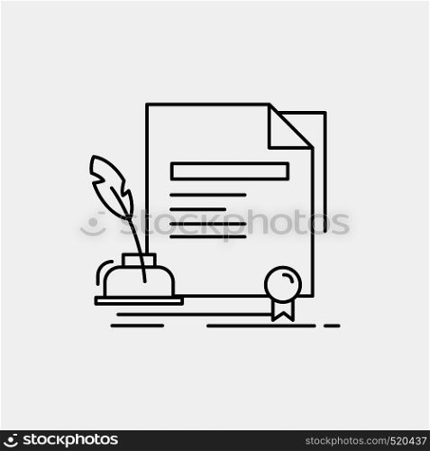 contract, paper, document, agreement, award Line Icon. Vector isolated illustration. Vector EPS10 Abstract Template background