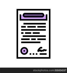 contract paper document color icon vector. contract paper document sign. isolated symbol illustration. contract paper document color icon vector illustration