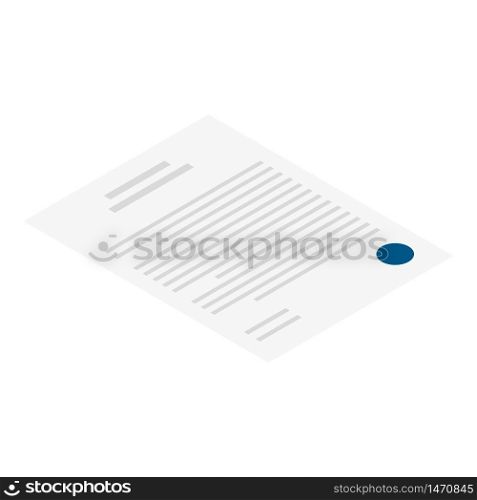 Contract paper icon. Isometric of contract paper vector icon for web design isolated on white background. Contract paper icon, isometric style