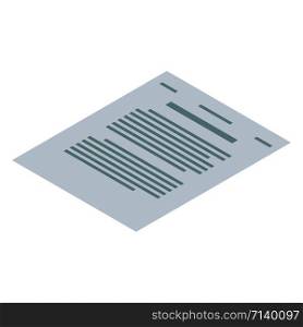 Contract paper icon. Isometric of contract paper vector icon for web design isolated on white background. Contract paper icon, isometric style