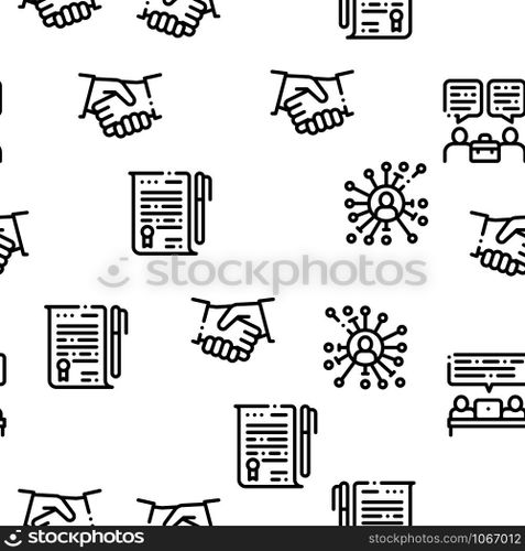 Contract Seamless Pattern Vector Thin Line. Illustrations. Contract Seamless Pattern Vector