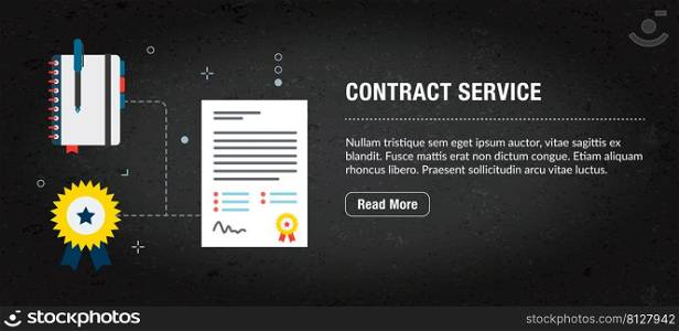 Contract service, banner internet with icons in vector. Web banner template for website, banner internet for mobile design and social media app.Business and communication layout with icons.