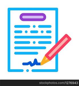 Contract Signing Icon Vector. Outline Contract Signing Sign. Color Isolated Contour Symbol Illustration. Contract Signing Icon Vector Outline Illustration