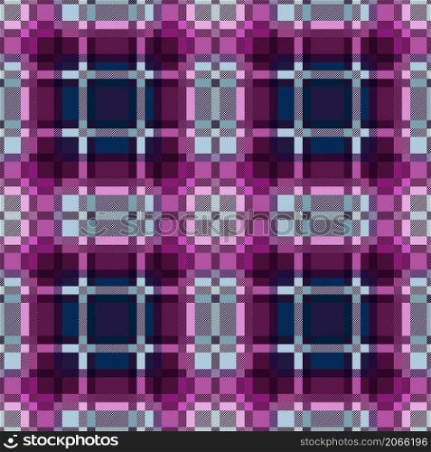Contrast multicolor tartan Scottish seamless pattern in magenta and blue hues with diagonal lines, texture for tartan, plaid, tablecloths, clothes, bedding, blankets and other textile