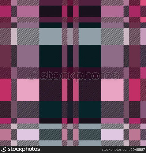 Contrast multicolor tartan Scottish seamless pattern in magenta, green and pink hues, texture for tartan, plaid, tablecloths, clothes, bedding, blankets and other textile