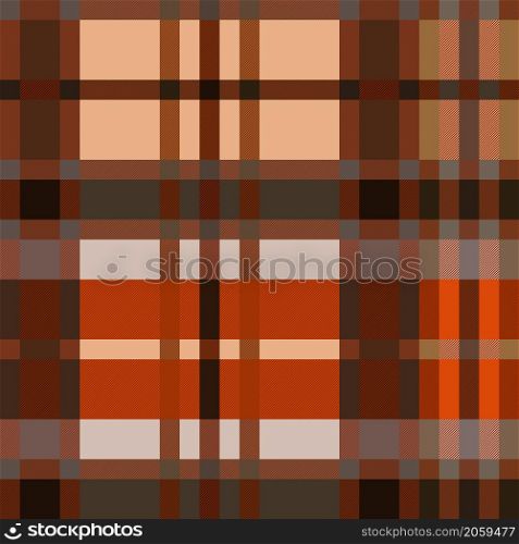 Contrast multicolor tartan Scottish seamless pattern in orange and brown hues with diagonal lines, texture for tartan, plaid, tablecloths, clothes, bedding, blankets and other textile