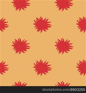 Contrast seamless hand drawn pattern with creative shapes. Geometric decorative ornament in red color on orange background. Designed for fabric design, textile, wrapping, cover. Vector illustration.. Contrast seamless hand drawn pattern with creative shapes. Geometric decorative ornament in red color on orange background.