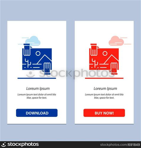 Contribution, Distribution, Dividend, Image, Photo Blue and Red Download and Buy Now web Widget Card Template