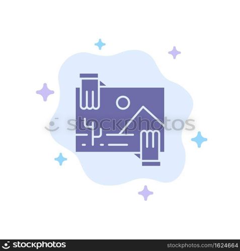 Contribution, Distribution, Dividend, Image, Photo Blue Icon on Abstract Cloud Background