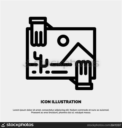 Contribution, Distribution, Dividend, Image, Photo Line Icon Vector