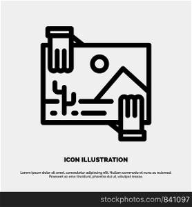 Contribution, Distribution, Dividend, Image, Photo Line Icon Vector