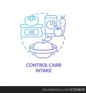 Control carbohydrates intake blue gradient concept icon. Maintaining weight after long term diet abstract idea thin line illustration. Isolated outline drawing. Myriad Pro-Bold font used. Control carbohydrates intake blue gradient concept icon