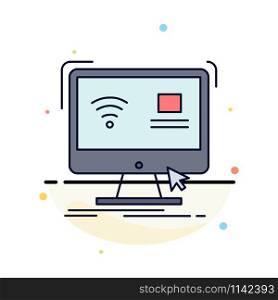 Control, computer, monitor, remote, smart Flat Color Icon Vector