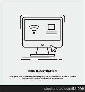 Control, computer, monitor, remote, smart Icon. Line vector gray symbol for UI and UX, website or mobile application. Vector EPS10 Abstract Template background