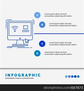 Control, computer, monitor, remote, smart Infographics Template for Website and Presentation. Line Blue icon infographic style vector illustration. Vector EPS10 Abstract Template background